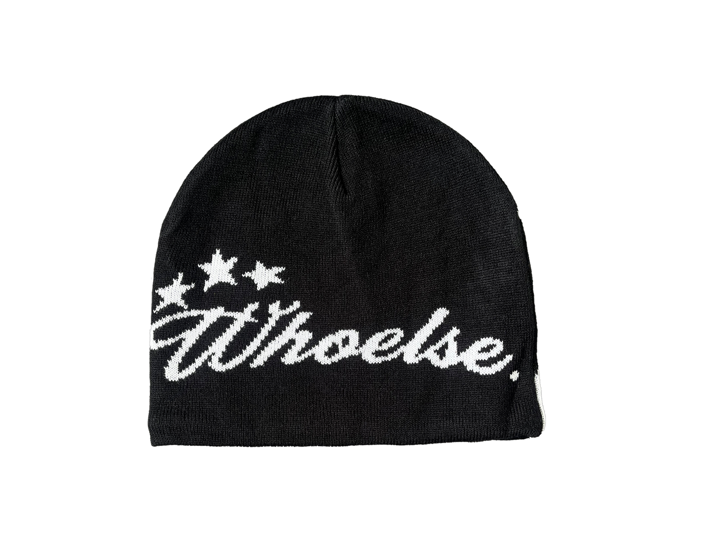 BLACK LOGO BEANIE (SATIN-LINED)