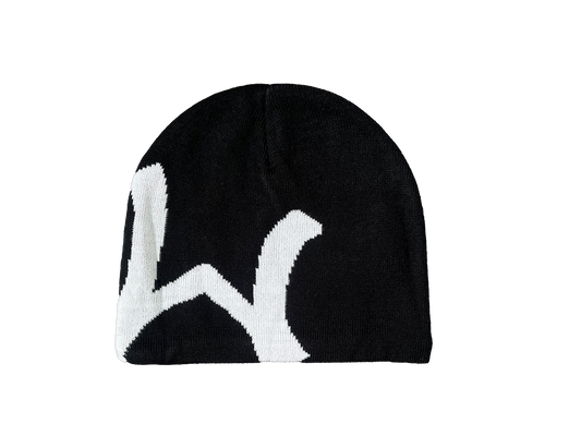 BLACK LOGO BEANIE (SATIN-LINED)